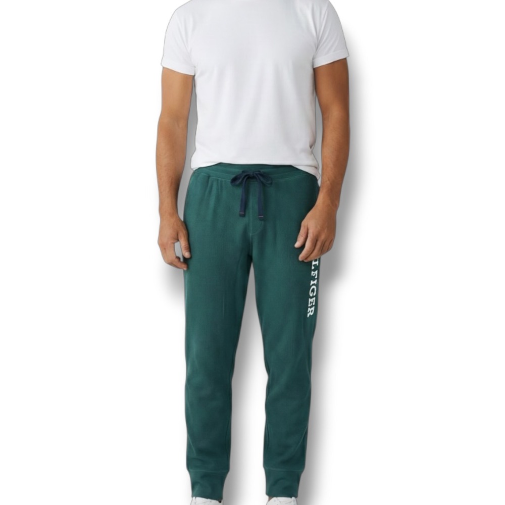 Tommy Hilfiger Waffle Knit Jogger Pants Mens Extra Large XL Spruce Green